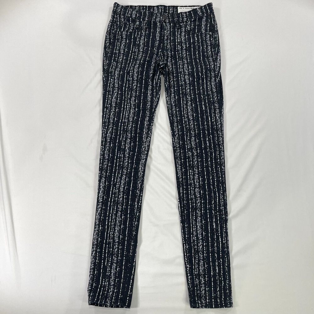 Rag & Bone The Legging Women 26x28 Barcode Print Soft Skinny Pants Stretch Black